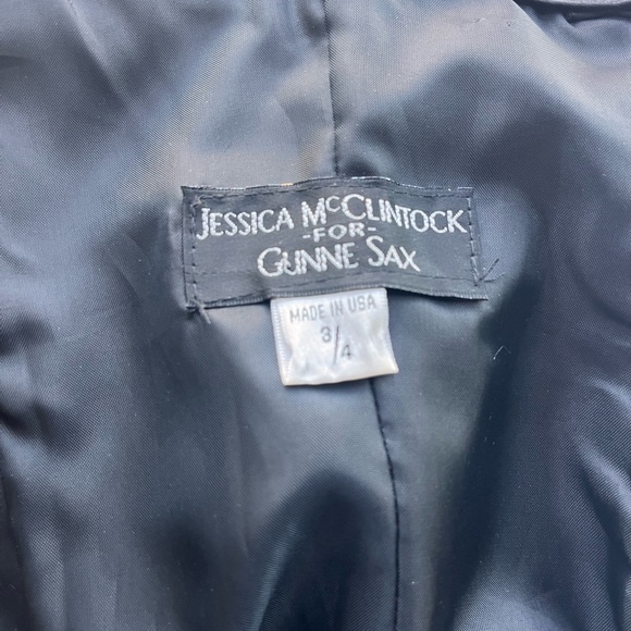 Vintage Gunne Sax Jessica McClintock Size 3/4 Polka Dot Satin  Fit Flare Goth - Picture 10 of 12